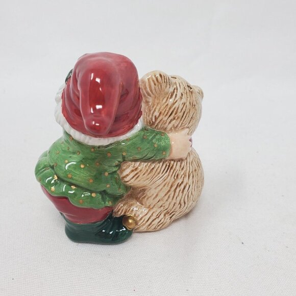 Holiday Elf Bear Salt Pepper Shaker Set, 2003 Fitz and Floyd Christmas - Picture 8 of 11
